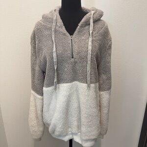 Cozy Gray and White Women's Hoodie